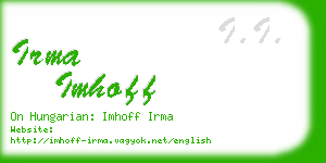 irma imhoff business card